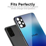 Blue Rhombus Pattern Glass Case for Vivo Y21 5G