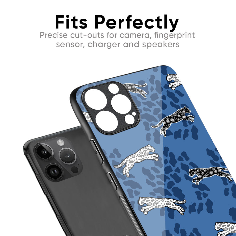 Blue Cheetah Glass Case for iPhone 17