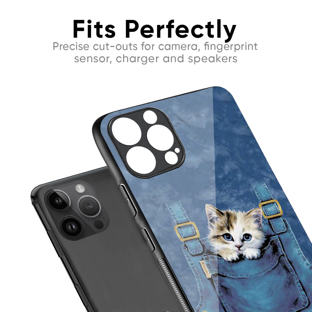 Kitty In Pocket Glass Case For iPhone 17