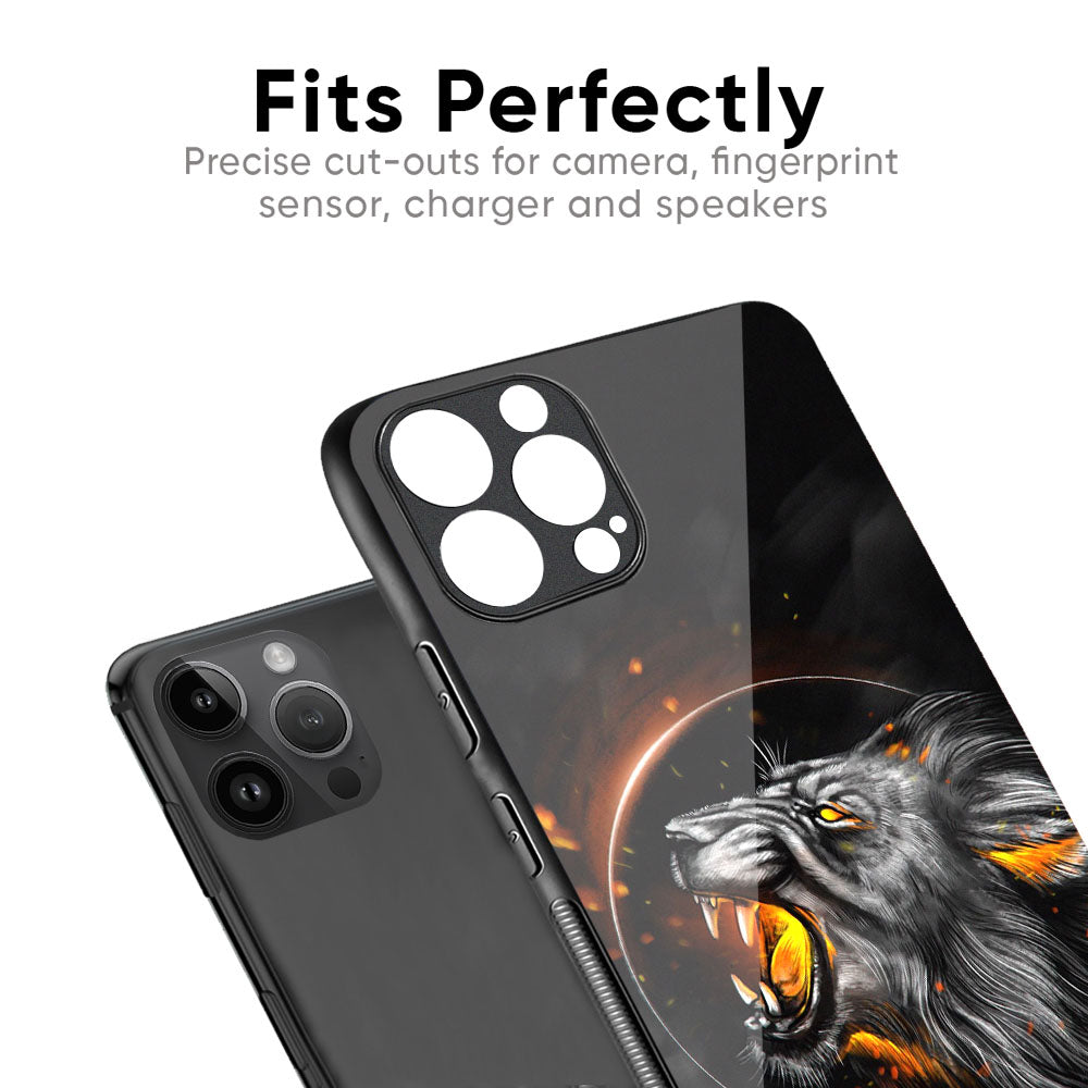 Aggressive Lion Glass Case for iPhone 17
