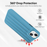 Sky Blue Stitch Leather Back Cover for iPhone