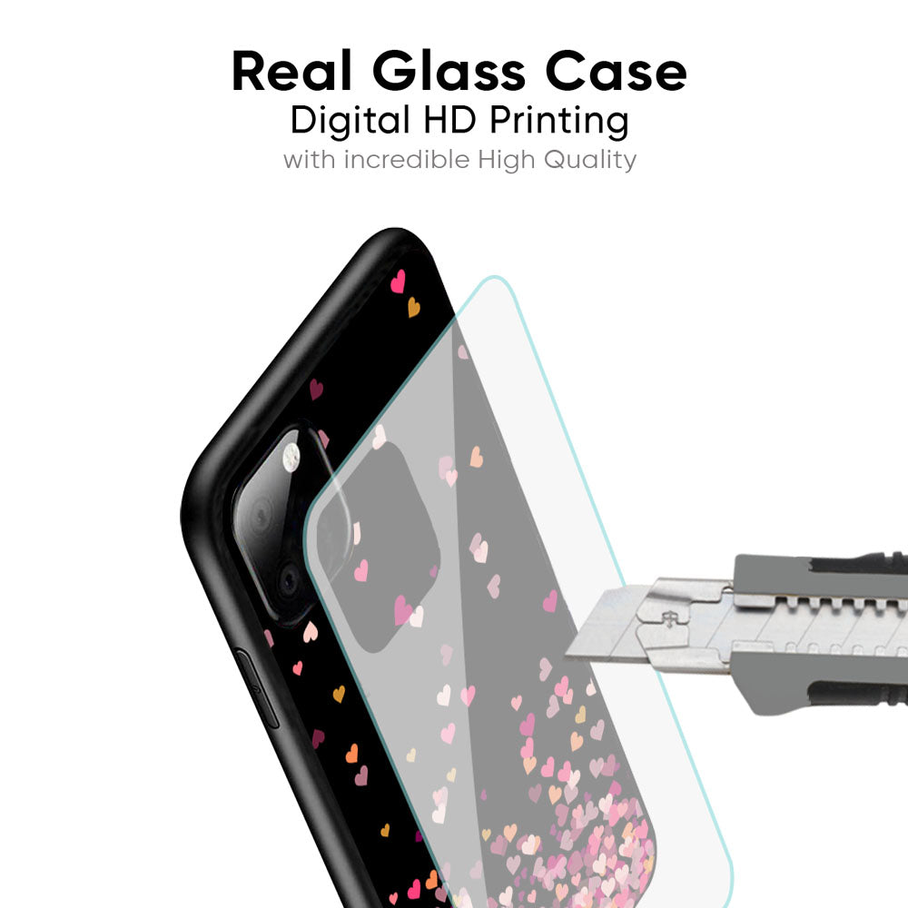 Heart Rain Fall Glass Case For Realme 12 5G