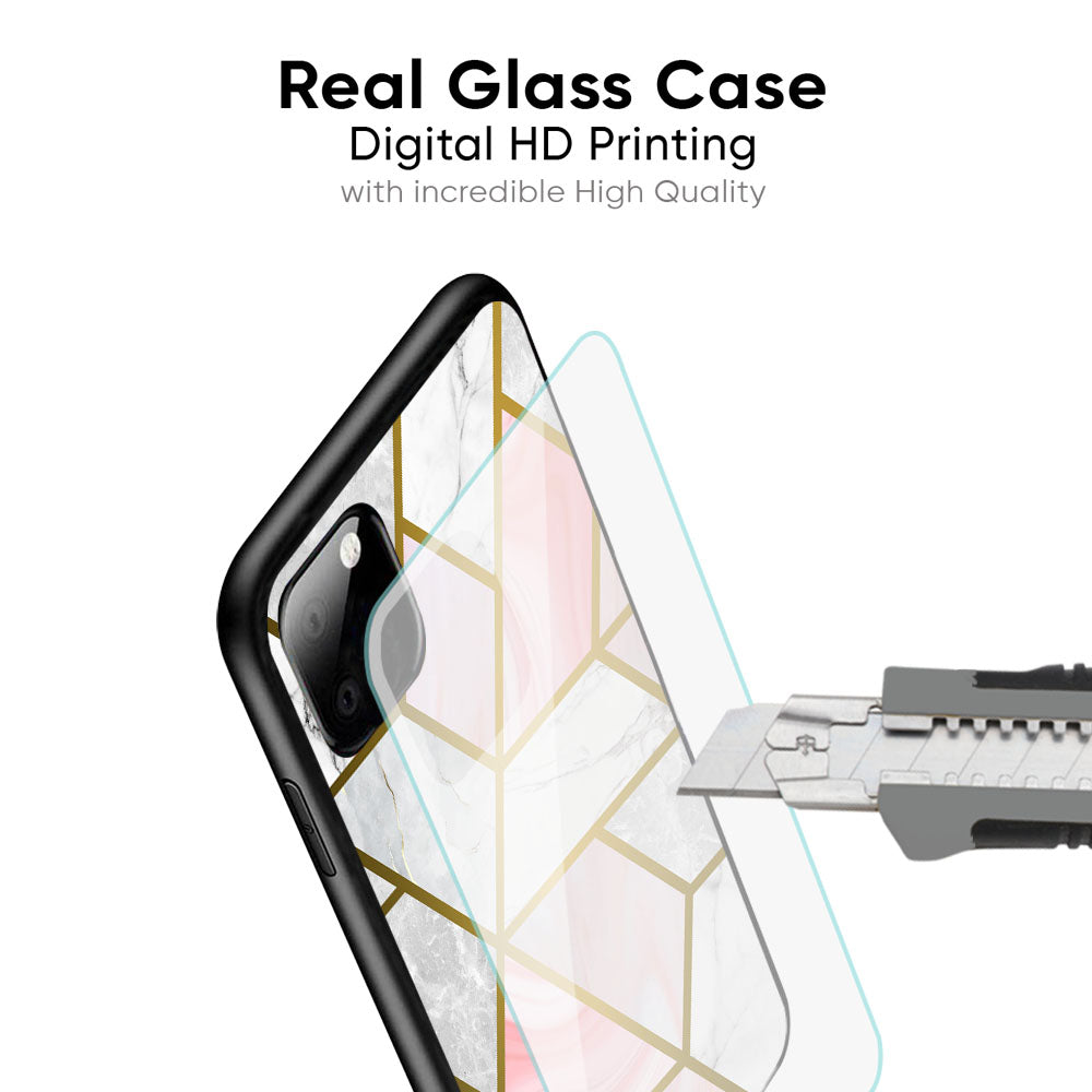 Geometrical Marble Glass Case for Redmi Note 14 Pro 5G