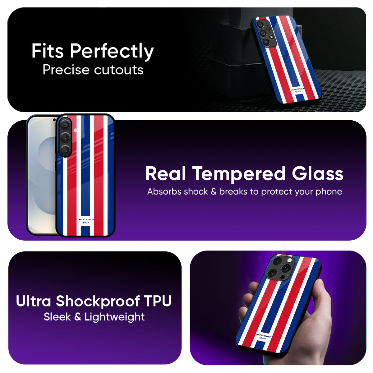 Tricolor Flag Glass Case