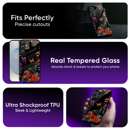 Rainbow Butterfly Metallic Glass Case