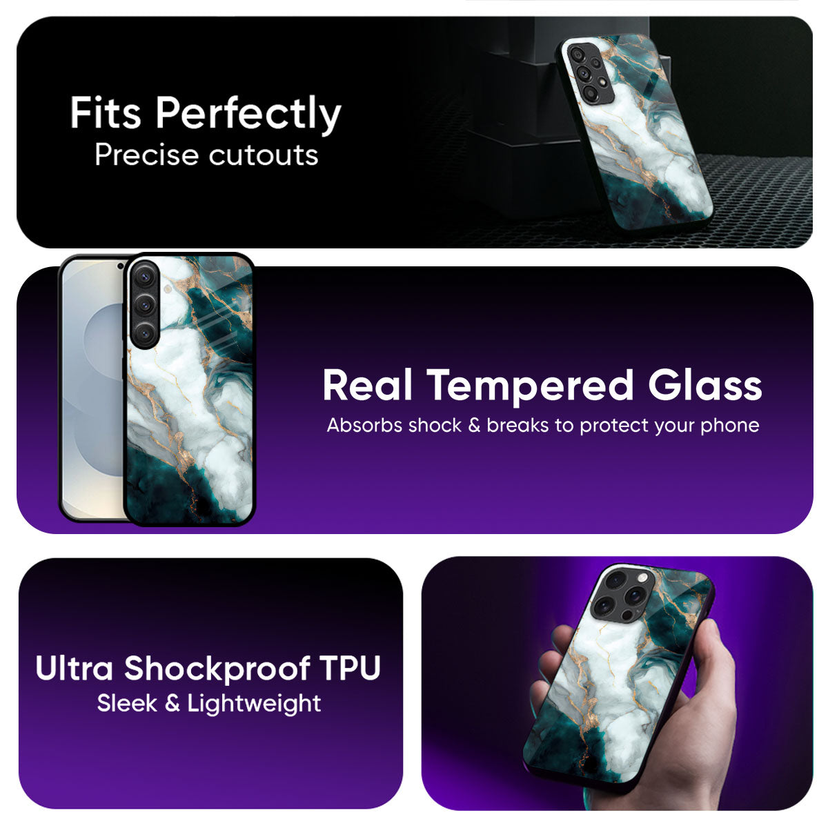 Aqua Green Marble Glass Case