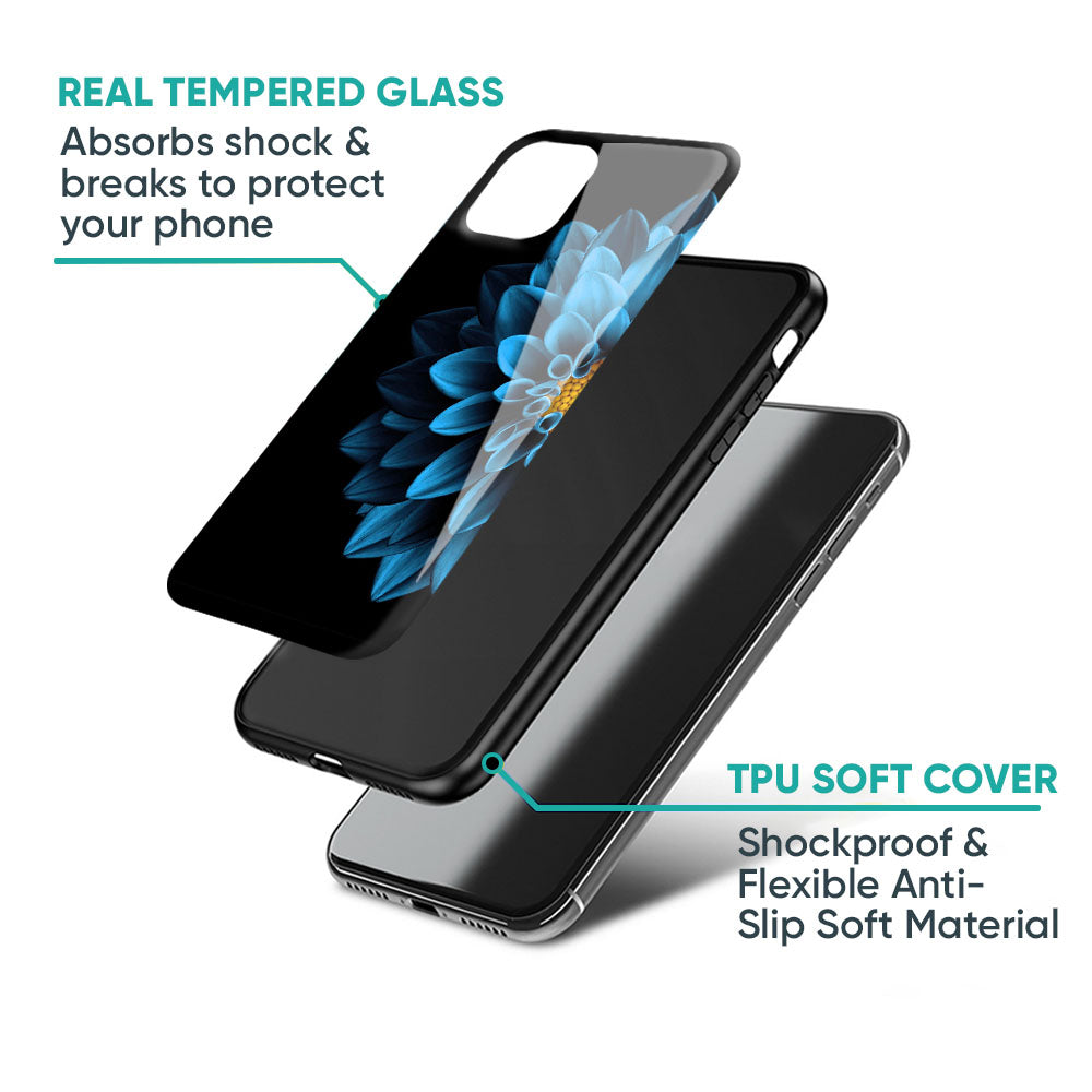 Half Blue Flower Glass Case for Samsung Galaxy M56 5G
