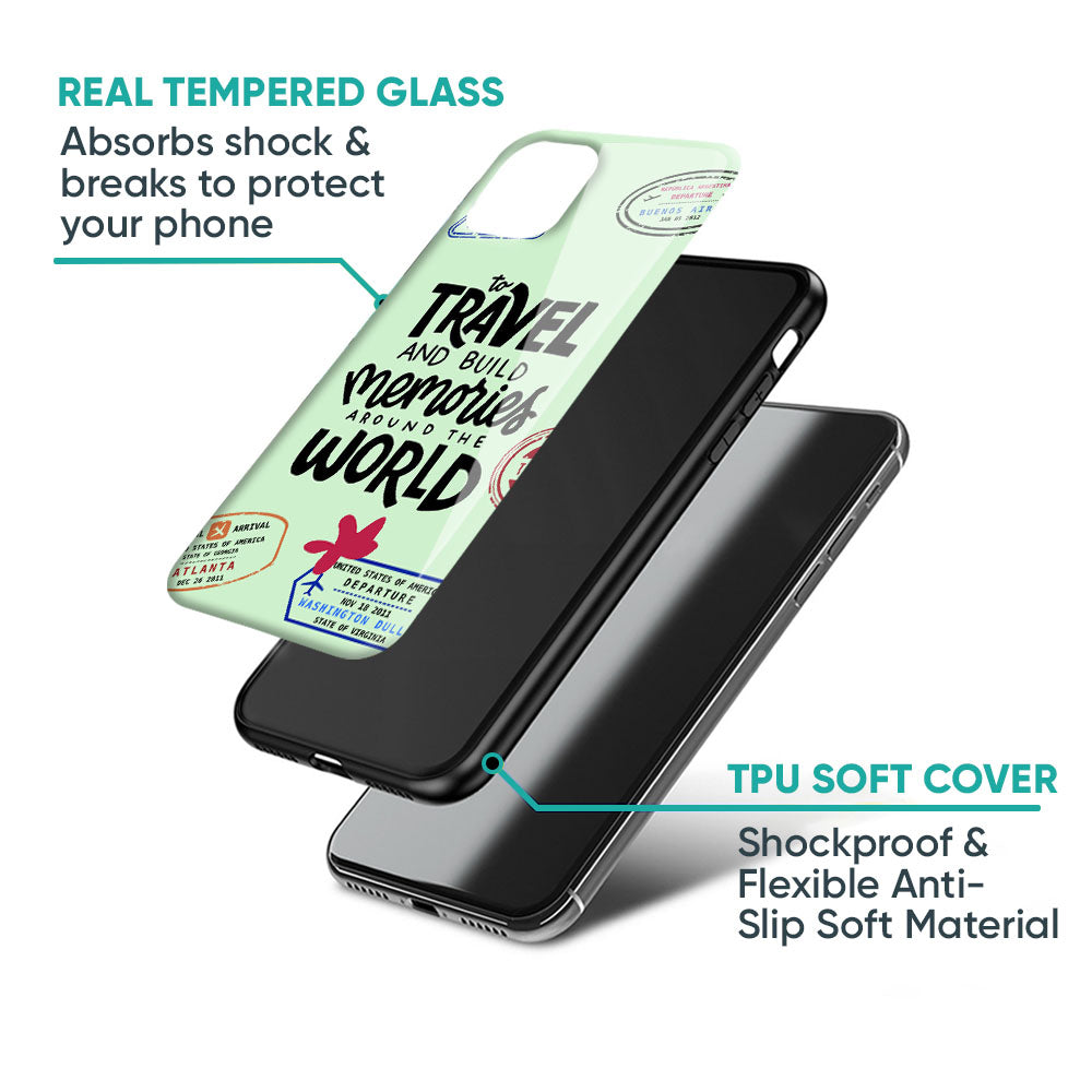 Travel Stamps Glass Case for Realme P3 Ultra 5G