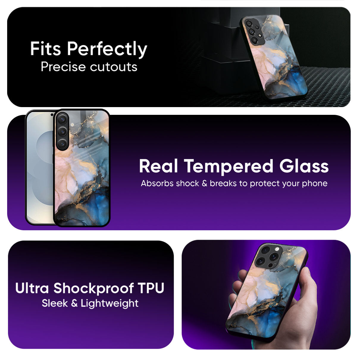 Marble Ink Abstract Glass Case