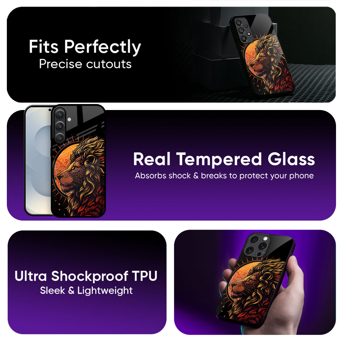 Sun Faced Lion Glass Case