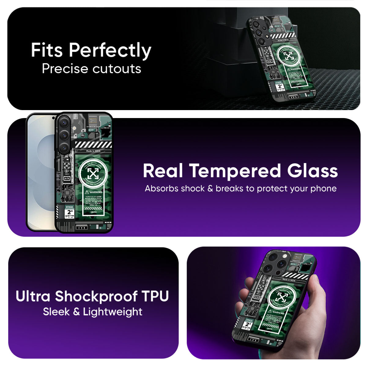 Green Camo Circuit Glass Case