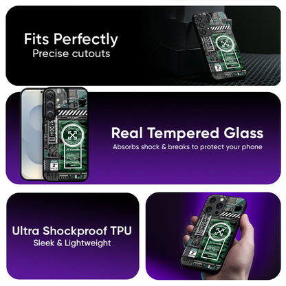Green Camo Circuit Glass Case