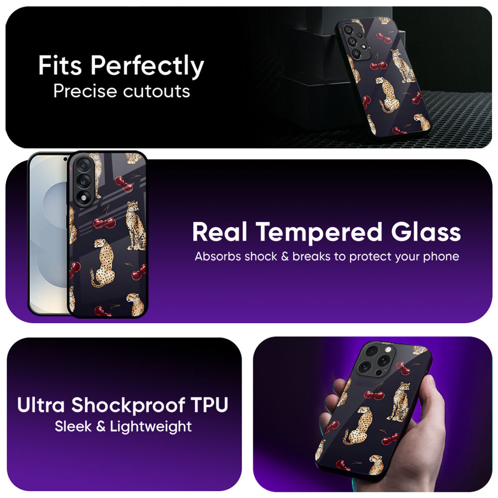 Tigers And Red Cherry Glass Case