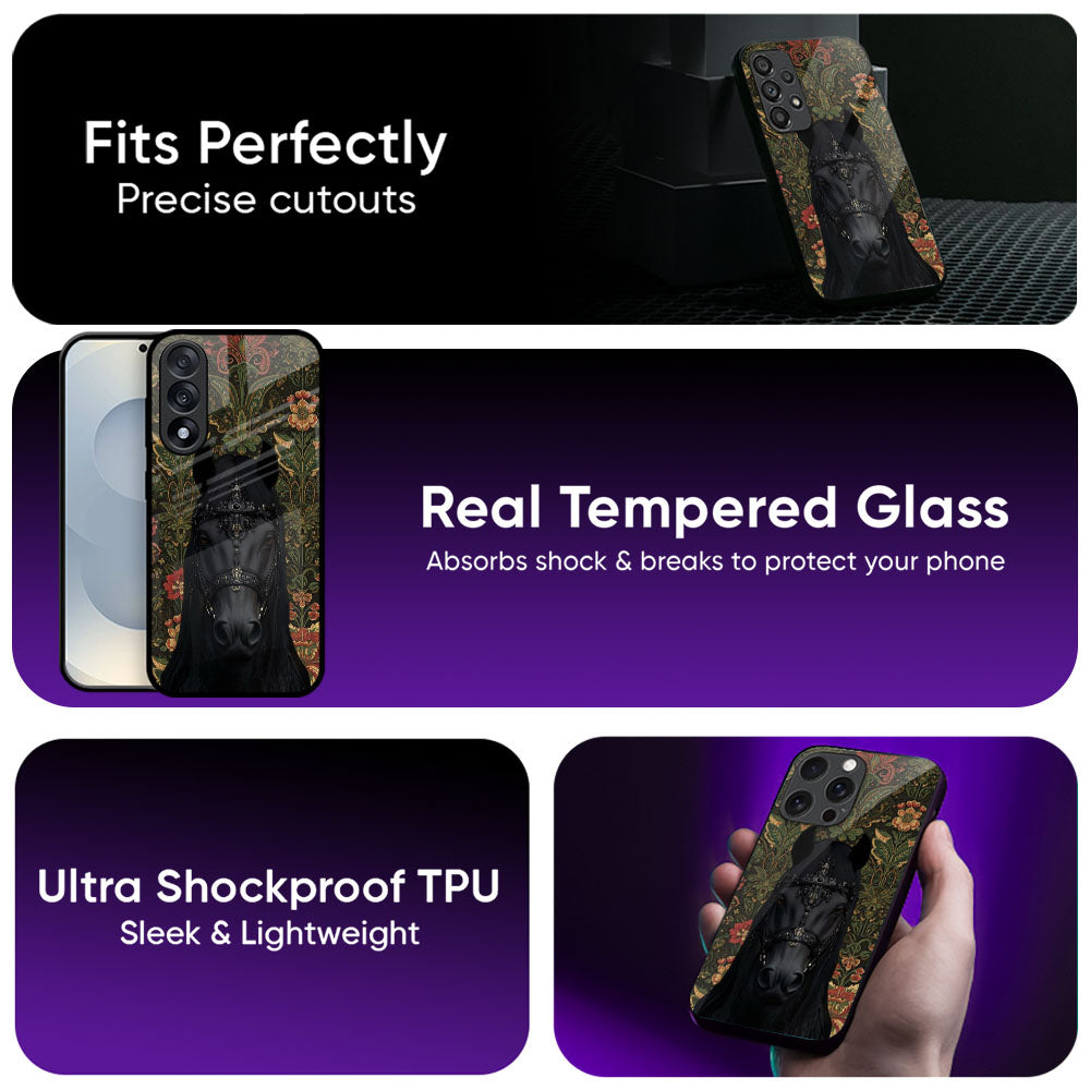 Royal Black Horse Glass Case