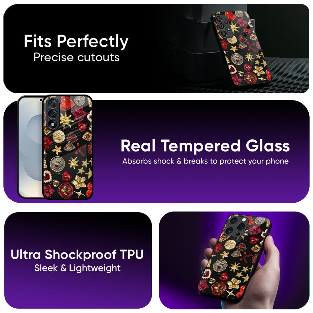 Golden Celestial Icons Glass Case