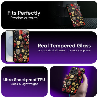 Golden Celestial Icons Glass Case