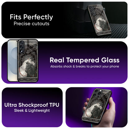 Black And White Horses Glass Case