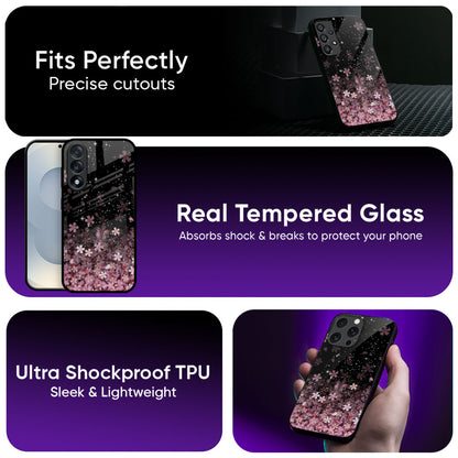 Sparkling Pink Petals Glass Case