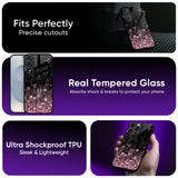 Sparkling Pink Petals Glass Case