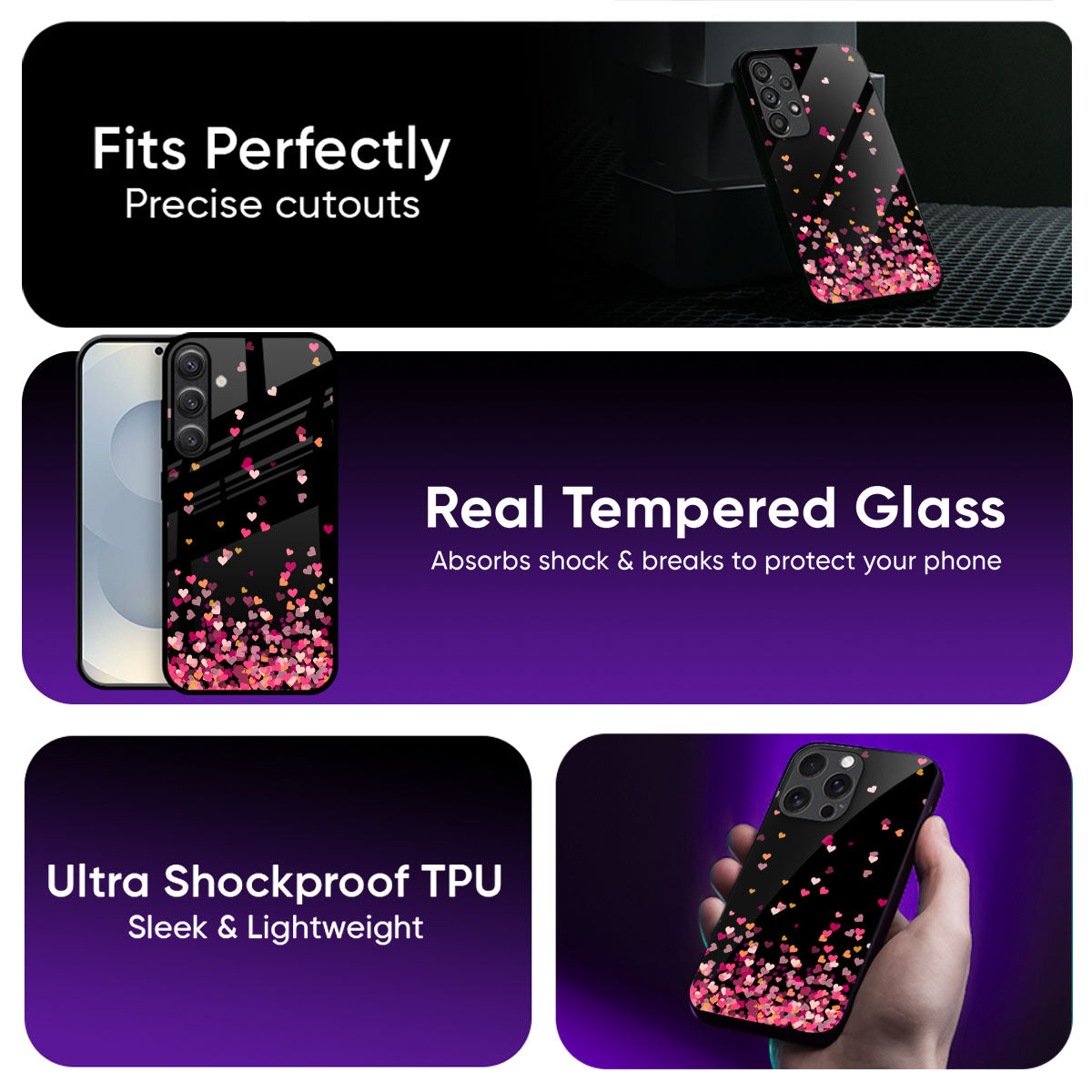 Heart Rain Fall Glass Case