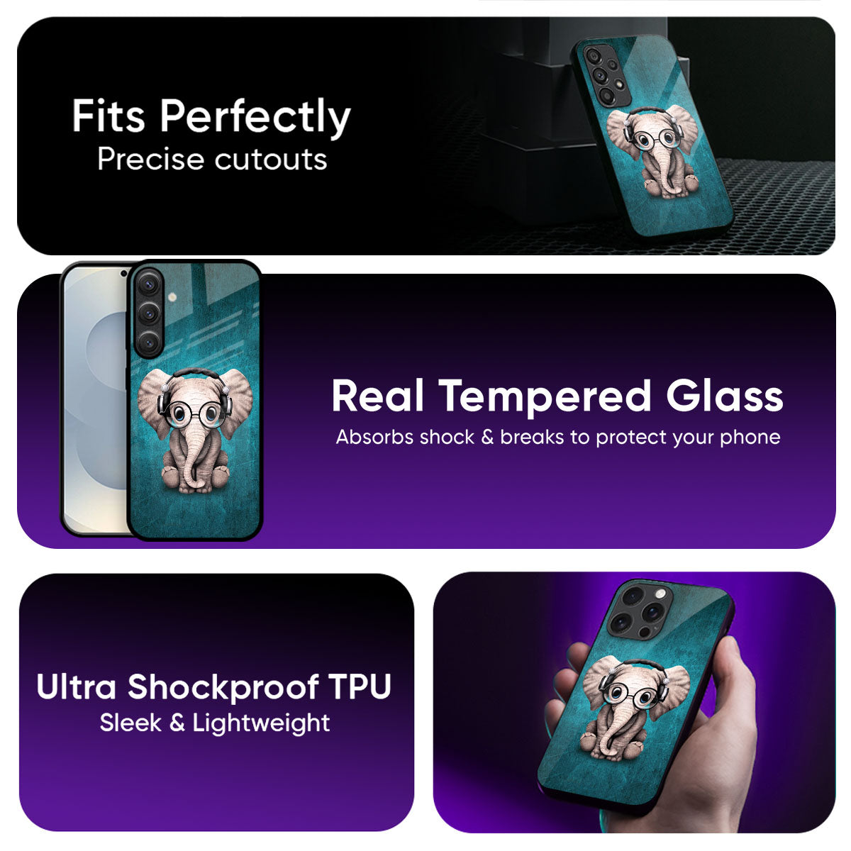 Adorable Baby Elephant Glass Case