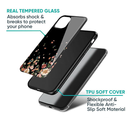 Floating Floral Print Glass Case for Samsung Galaxy M56 5G