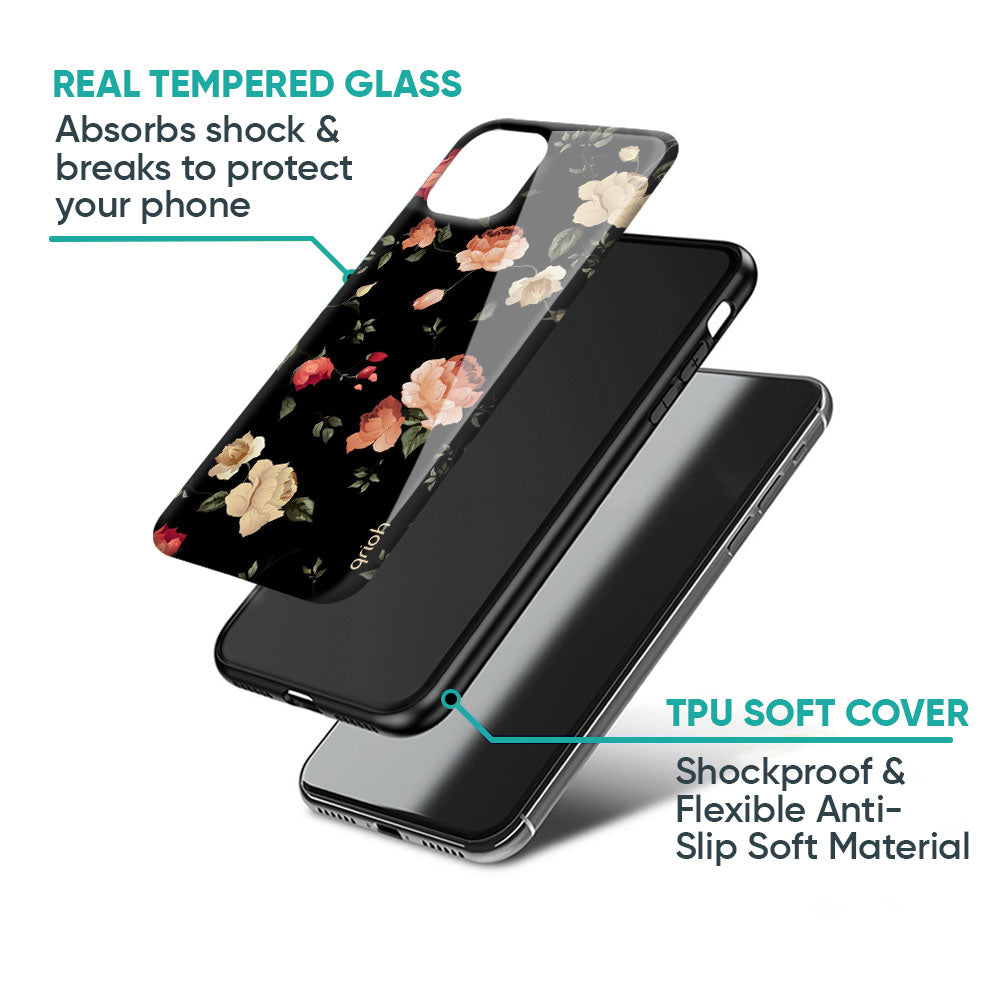 Black Spring Floral Glass Case for Oppo K13 Turbo Pro 5G