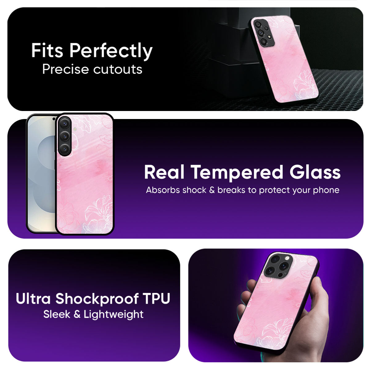 Watercolor Pink Floral Glass Case