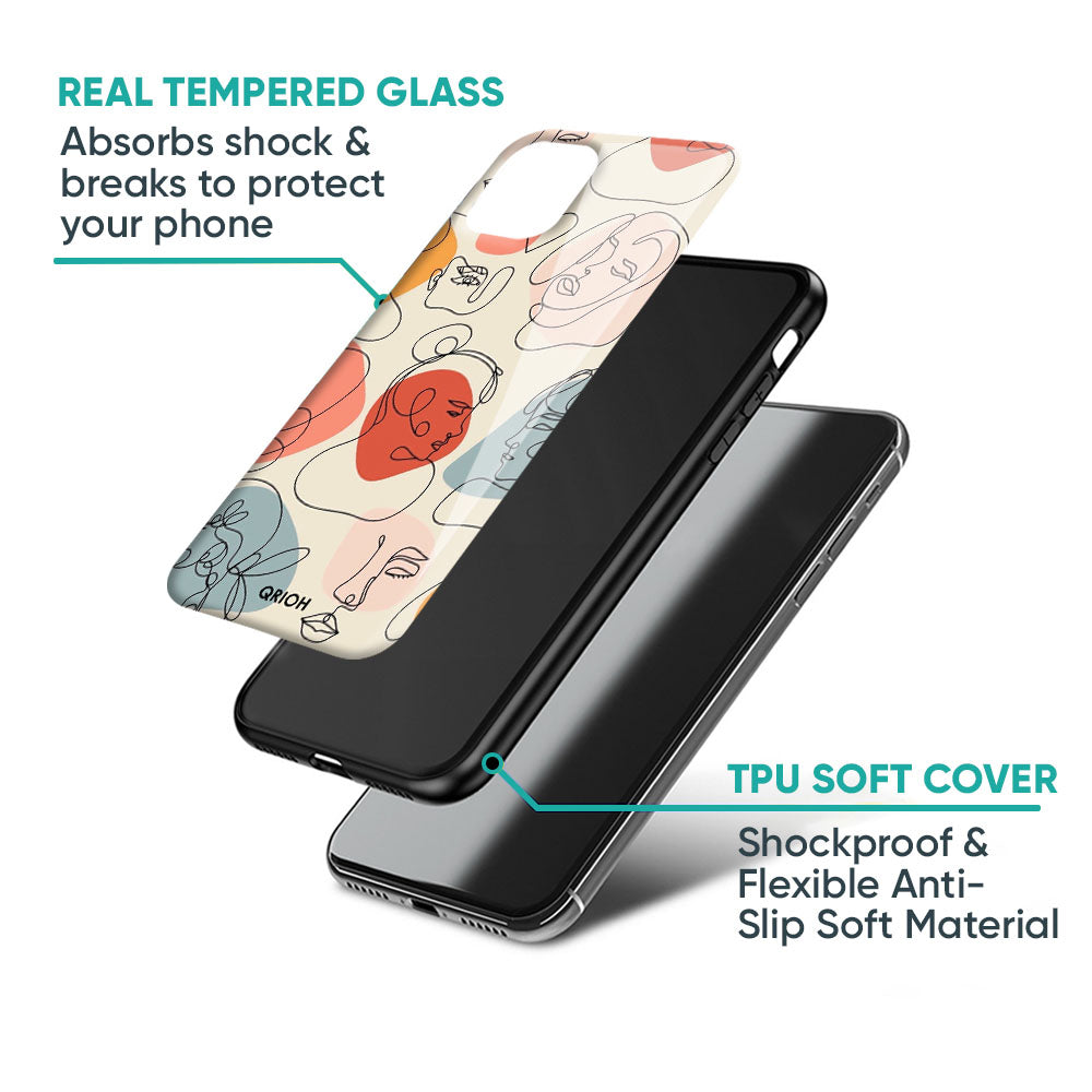 Abstract Faces Glass Case for Mi 15 5G