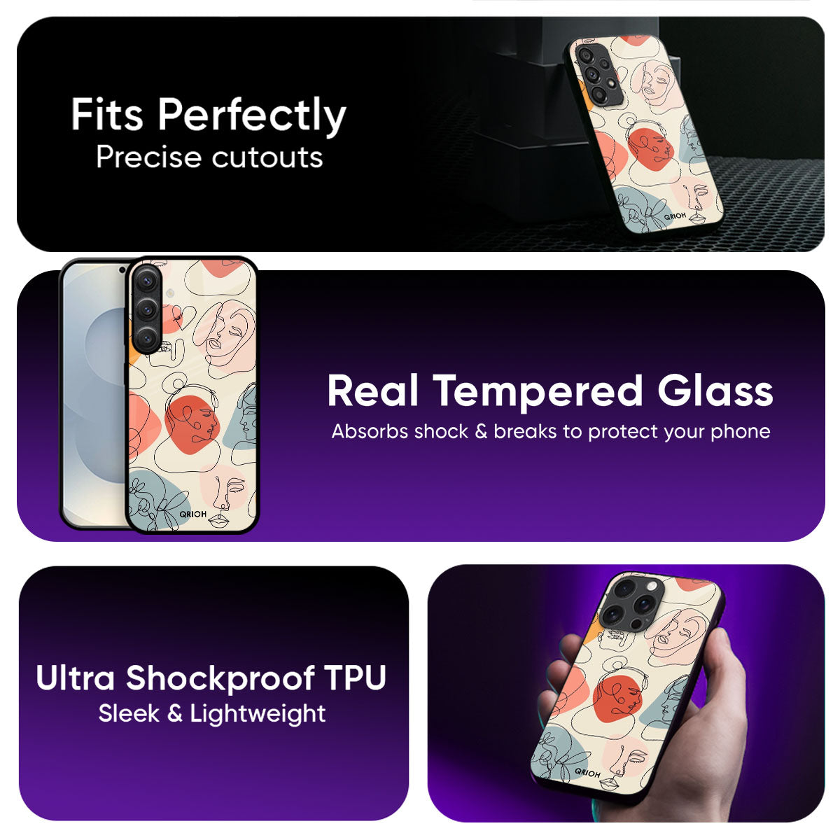 Abstract Faces Glass Case