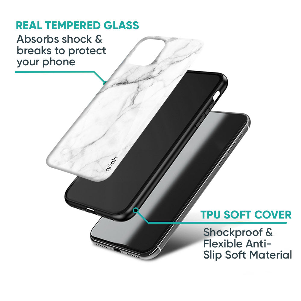 Modern White Marble Glass Case for Samsung Galaxy M56 5G