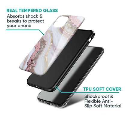 Pink & Gold Gllitter Marble Glass Case for Oppo K13 Turbo Pro 5G
