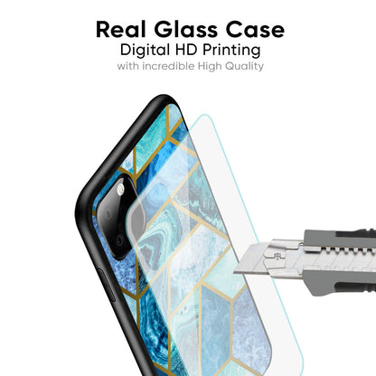 Turquoise Geometrical Marble Glass Case for Google Pixel 8