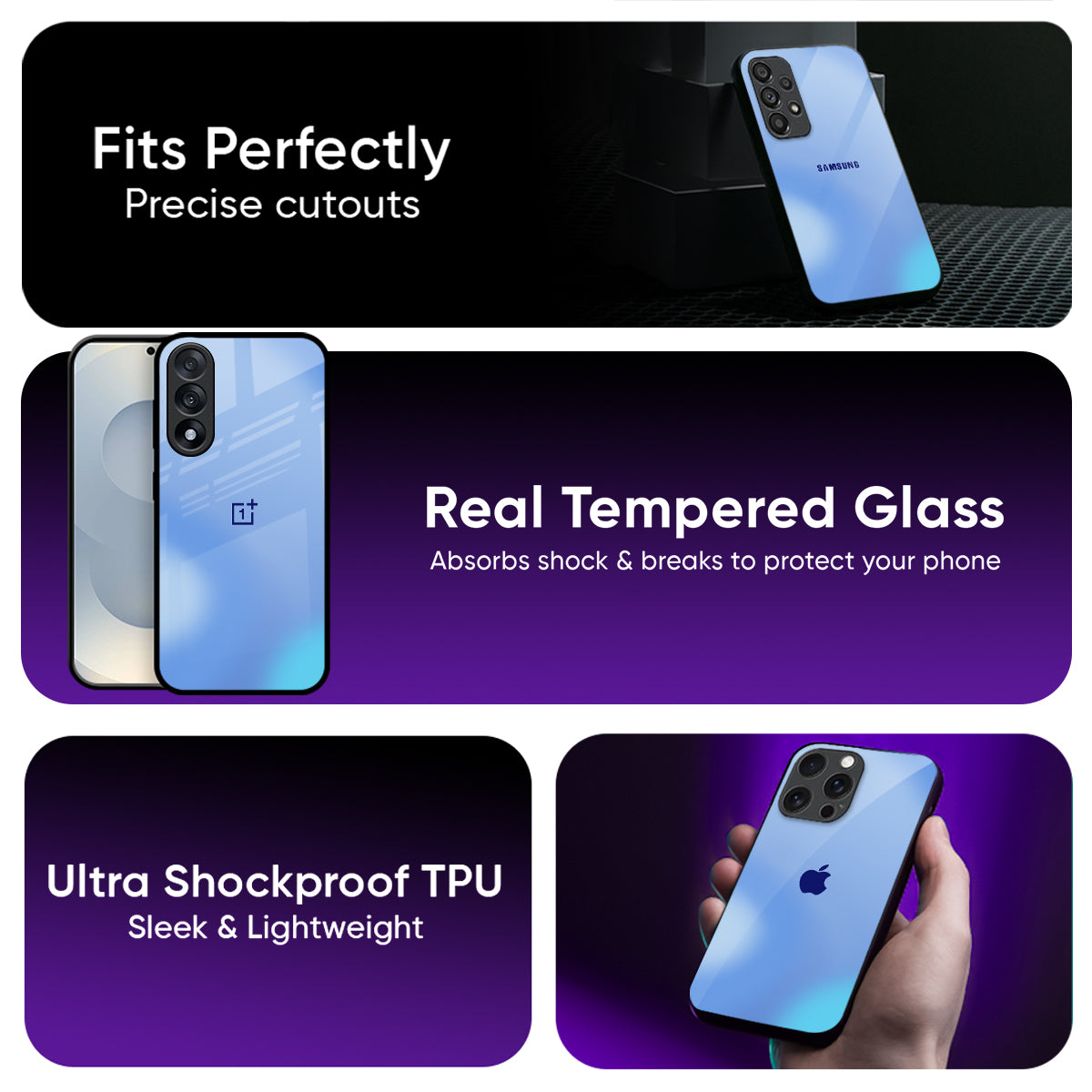 Vibrant Blue Texture Glass Case