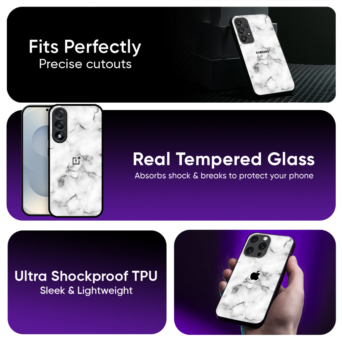 Satin White Marble Glass Case