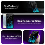 Teal Flames Glass Case