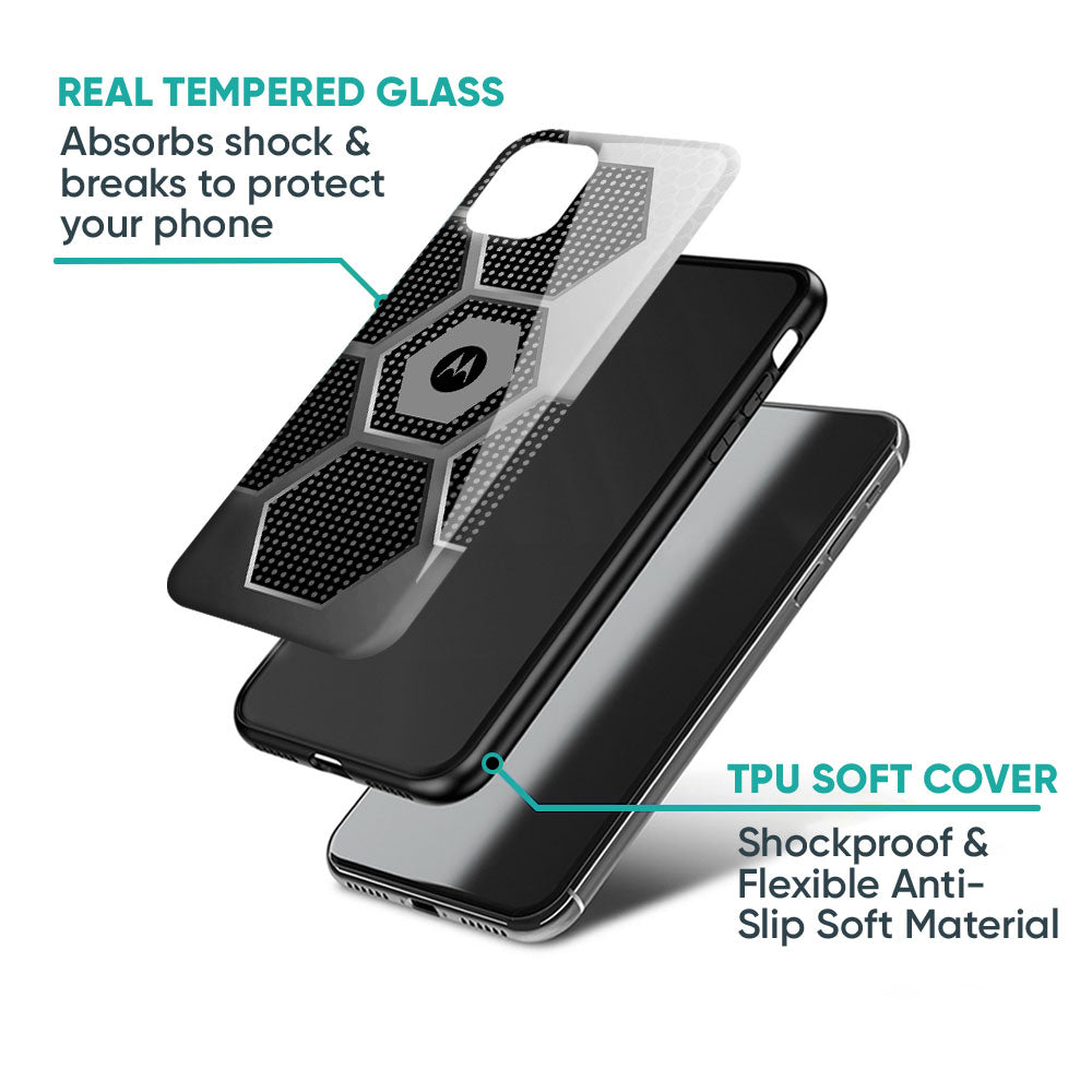 Hexagon Style Glass Case For Motorola Edge 60 Pro
