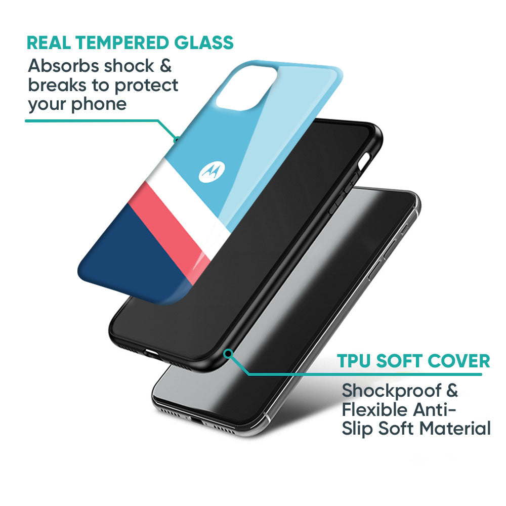 Pink & White Stripes Glass Case For Motorola G05
