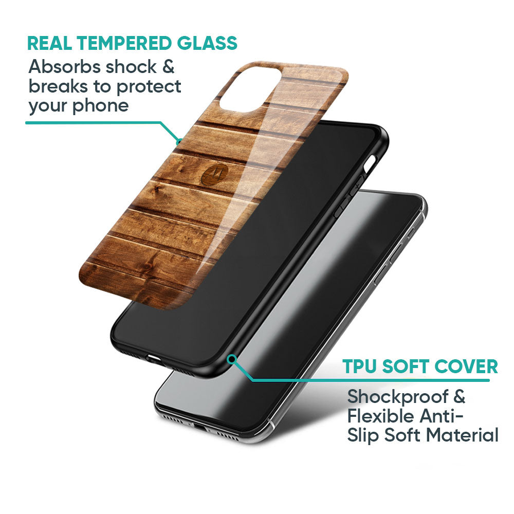 Wooden Planks Glass Case for Motorola Edge G57 Power