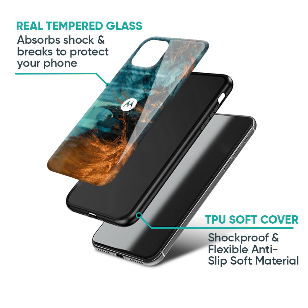 Golden Splash Glass Case for Motorola Edge 70 Fusion 5G