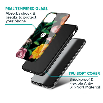 Flowers & Butterfly Glass Case for Motorola Edge G57 Power