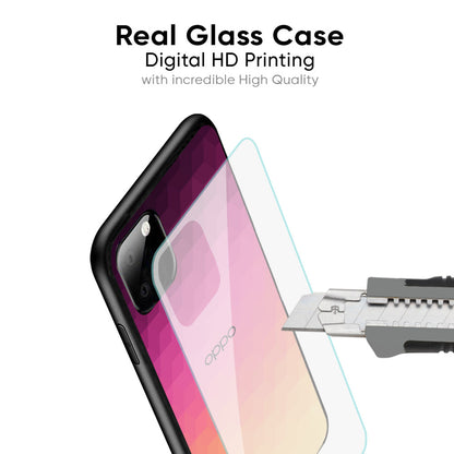Geometric Pink Diamond Glass Case for Oppo F25 Pro 5G