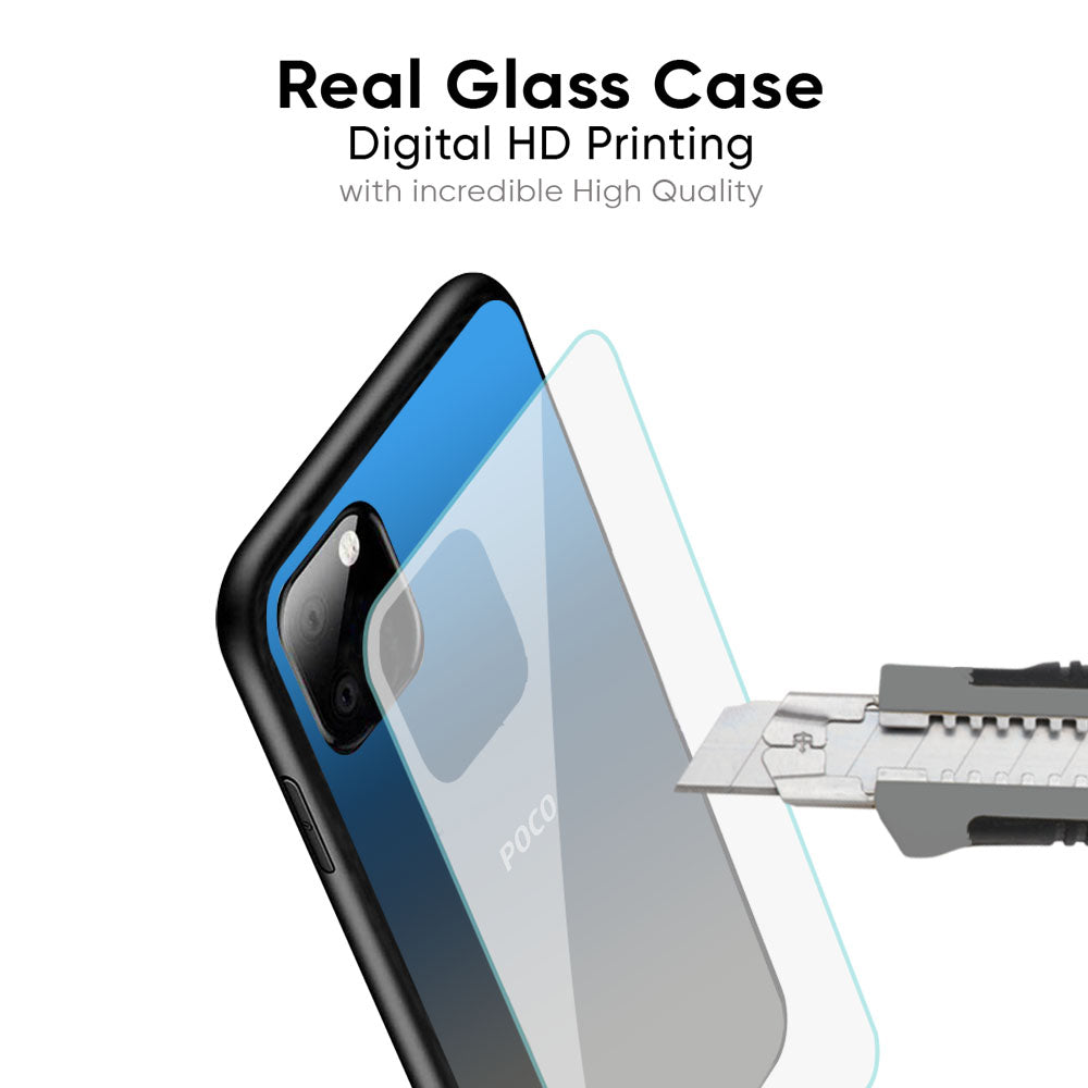 Blue Grey Ombre Glass Case for Poco X6 5G