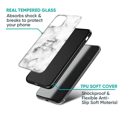 Satin White Marble Glass Case for Realme Narzo N65 5G