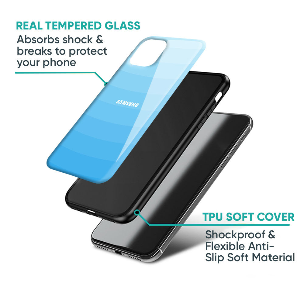 Wavy Blue Pattern Glass Case for Samsung Galaxy M56 5G