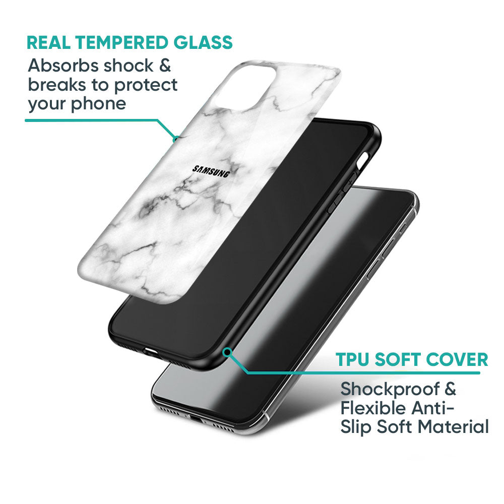 Satin White Marble Glass Case for Samsung Galaxy M56 5G