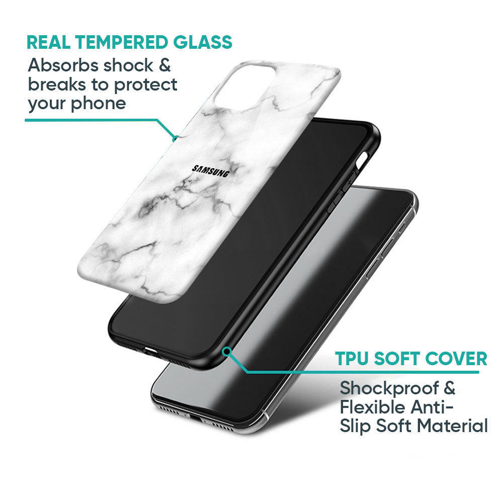 Satin White Marble Glass Case for Samsung Galaxy A57 5G