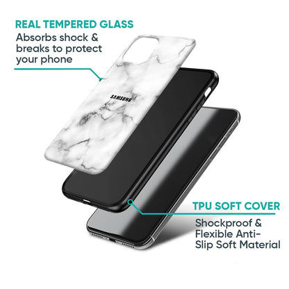 Satin White Marble Glass Case for Samsung Galaxy A57 5G