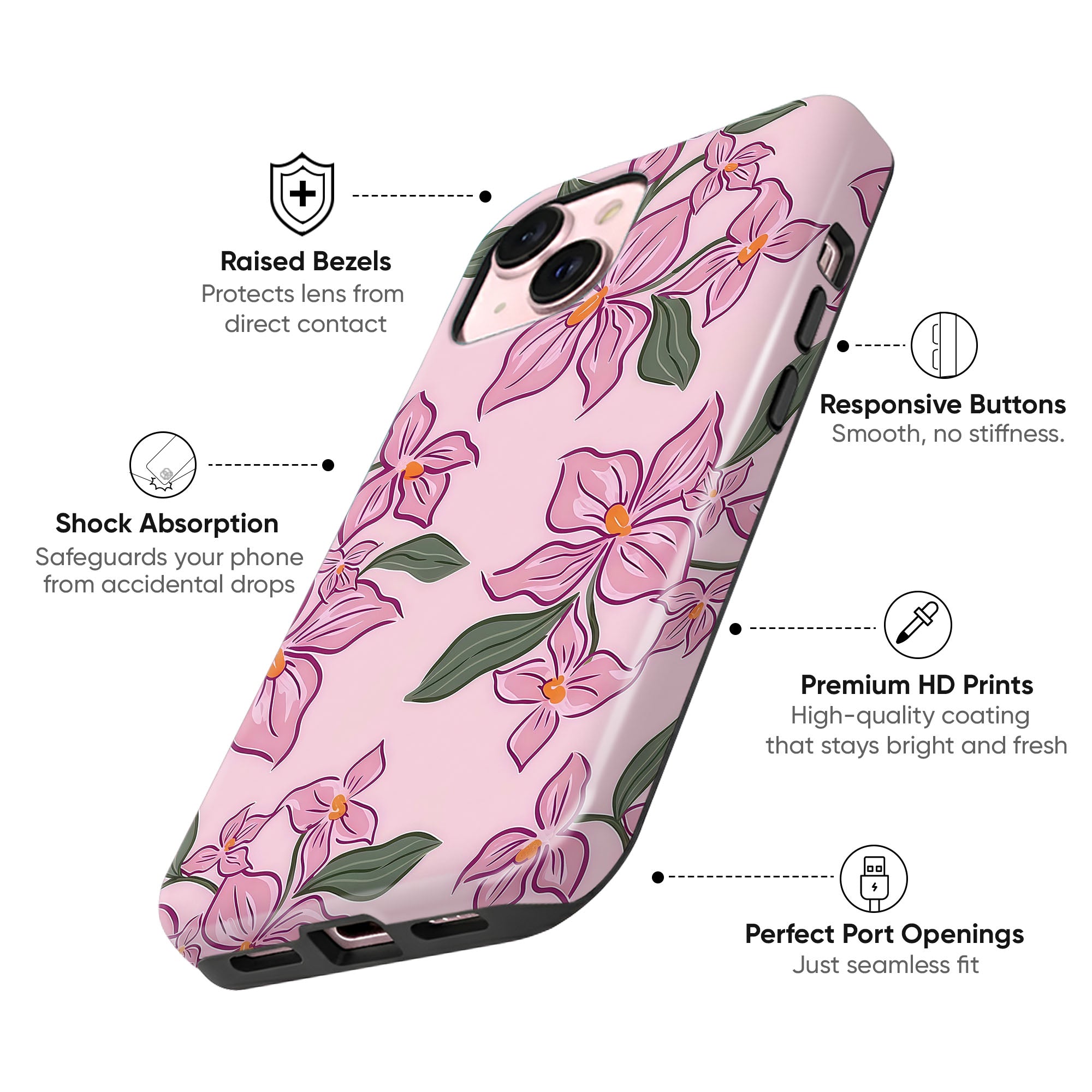 Pink Lily Floral Tough Case