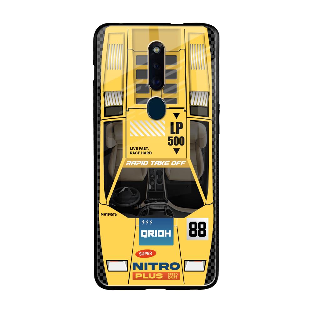Yellow Racing Car Oppo F11 Pro Glass Back Cover Online